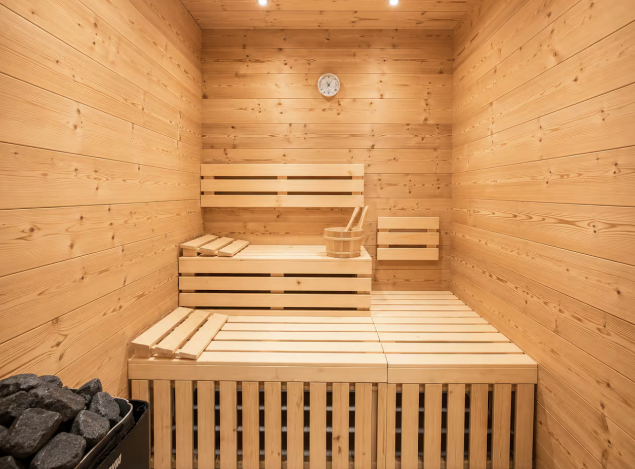 Chalet sauna in pale wood